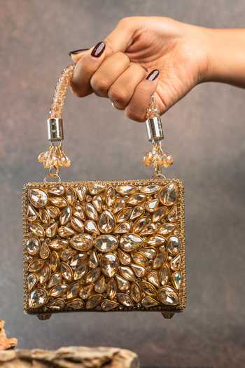 Nayaab By Sonia Faux Diamond Mini Casket Bag