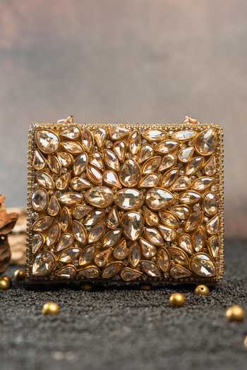 Nayaab By Sonia Faux Diamond Mini Casket Bag
