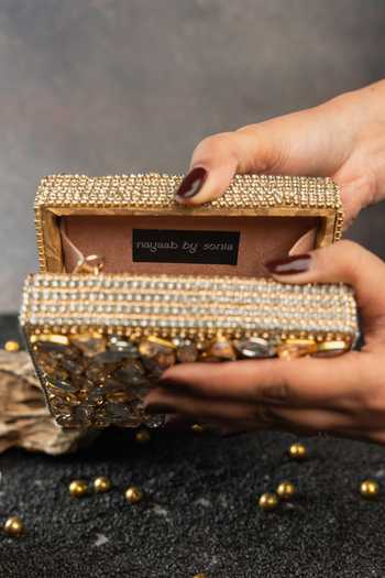 Nayaab By Sonia Gold Faux Diamond Casket Bag Online at Aza Fashions Nayaab By Sonia_Gold Faux Diamond Casket Bag _Online_at_Aza_Fashions
