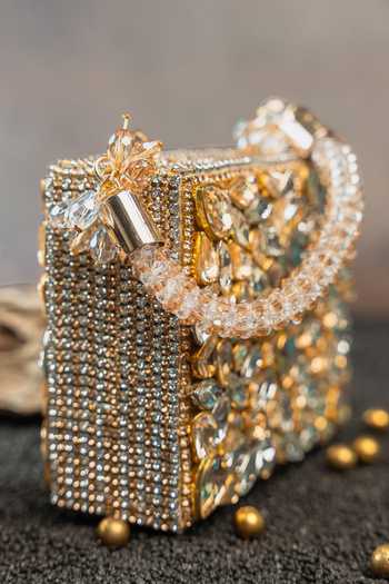 Buy Nayaab By Sonia Gold Faux Diamond Casket Bag Online at Aza Fashions Buy_Nayaab By Sonia_Gold Faux Diamond Casket Bag _Online_at_Aza_Fashions