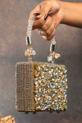 Shop Nayaab By Sonia Gold Faux Diamond Casket Bag Online at Aza Fashions Shop_Nayaab By Sonia_Gold Faux Diamond Casket Bag _Online_at_Aza_Fashions