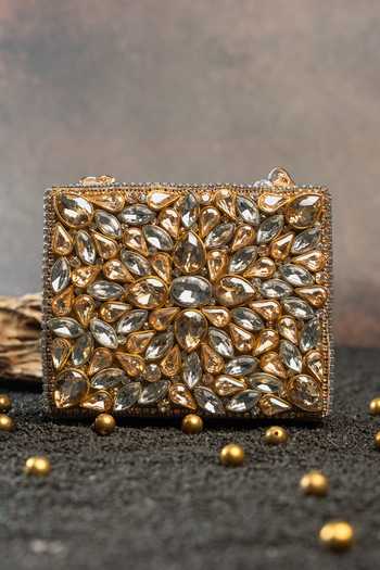 Nayaab By Sonia Faux Diamond Casket Bag