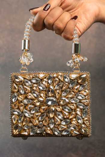 Nayaab By Sonia Faux Diamond Casket Bag