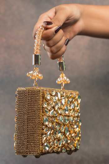 Nayaab By Sonia Gold Faux Diamond Casket Bag Online at Aza Fashions Nayaab By Sonia_Gold Faux Diamond Casket Bag _Online_at_Aza_Fashions