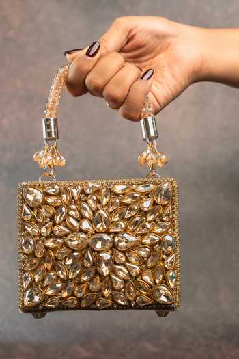 Nayaab By Sonia Faux Diamond Casket Bag