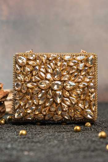 Nayaab By Sonia Faux Diamond Casket Bag