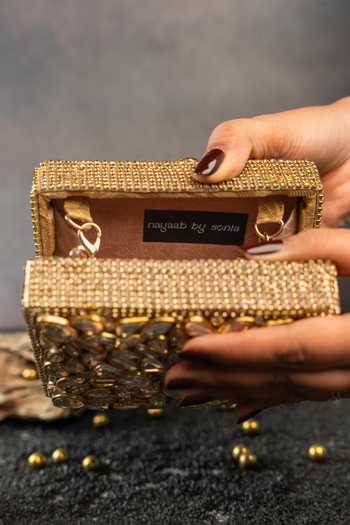 Shop Nayaab By Sonia Gold Faux Diamond Casket Bag Online at Aza Fashions Shop_Nayaab By Sonia_Gold Faux Diamond Casket Bag _Online_at_Aza_Fashions