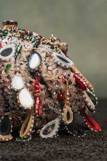 Buy_Nayaab By Sonia_Multicolor Embroidery, Sequins, Mirrors Aaina Rangeela Clutch Potli 