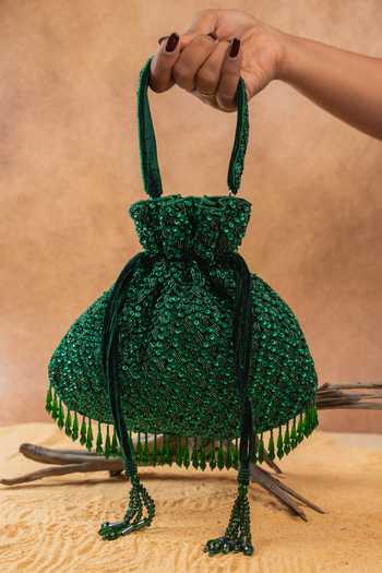 Nayaab By Sonia Shimmer Viel Emerald Potli