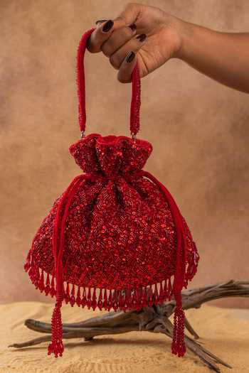 Nayaab By Sonia Shimmer Viel Red Potli
