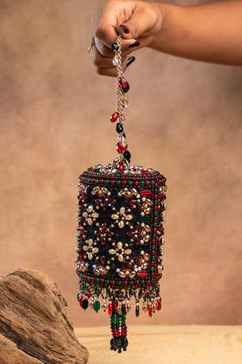 Nayaab By Sonia Empress Wine Boshkeh Clutch Bag