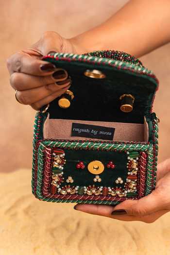 Nayaab By Sonia Green Empress Emerald Charm Clutch Bag Online at Aza Fashions Nayaab By Sonia_Green Empress Emerald Charm Clutch Bag _Online_at_Aza_Fashions