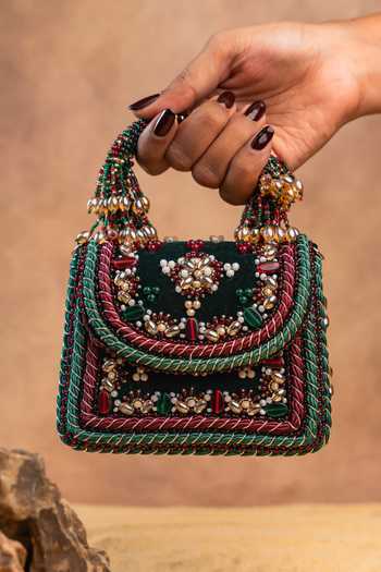 Buy Nayaab By Sonia Green Empress Emerald Charm Clutch Bag Online at Aza Fashions Buy_Nayaab By Sonia_Green Empress Emerald Charm Clutch Bag _Online_at_Aza_Fashions