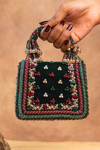 Nayaab By Sonia Green Empress Emerald Charm Clutch Bag at Aza Fashions Nayaab By Sonia_Green Empress Emerald Charm Clutch Bag _at_Aza_Fashions