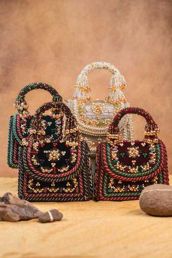 Buy Nayaab By Sonia Green Empress Emerald Charm Clutch Bag Buy_Nayaab By Sonia_Green Empress Emerald Charm Clutch Bag