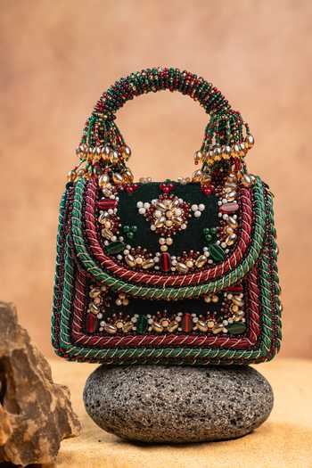 Nayaab By Sonia Empress Emerald Charm Clutch Bag