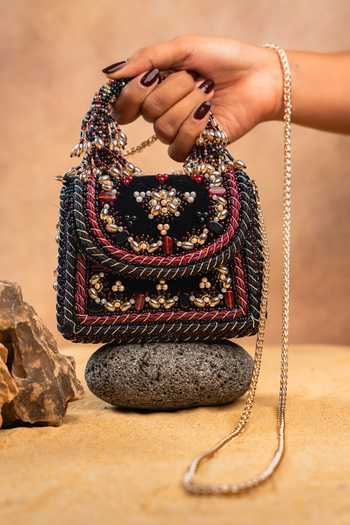 Nayaab By Sonia Empress Noir Charm Clutch Bag