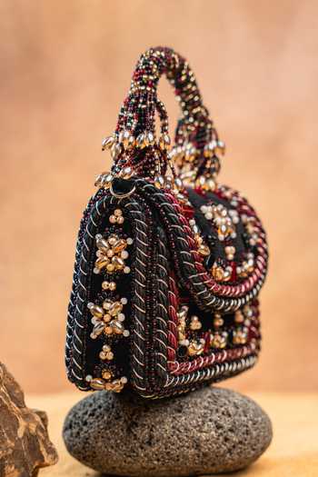 Nayaab By Sonia Black Empress Noir Charm Clutch Bag at Aza Fashions Nayaab By Sonia_Black Empress Noir Charm Clutch Bag _at_Aza_Fashions
