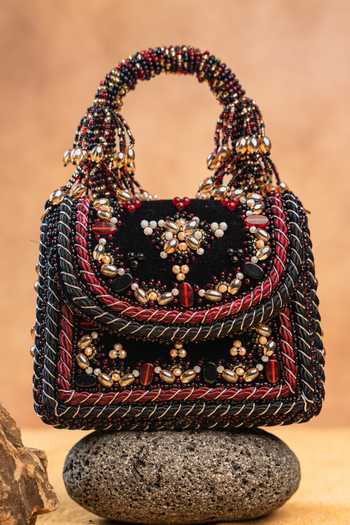 Nayaab By Sonia Empress Noir Charm Clutch Bag