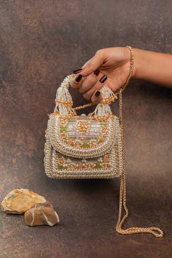 Nayaab By Sonia Empress Golden Charm Clutch Bag