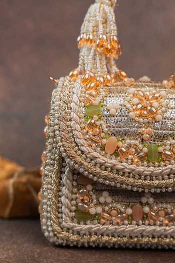 Shop Nayaab By Sonia Gold Empress Charm Clutch Bag Shop_Nayaab By Sonia_Gold Empress Charm Clutch Bag