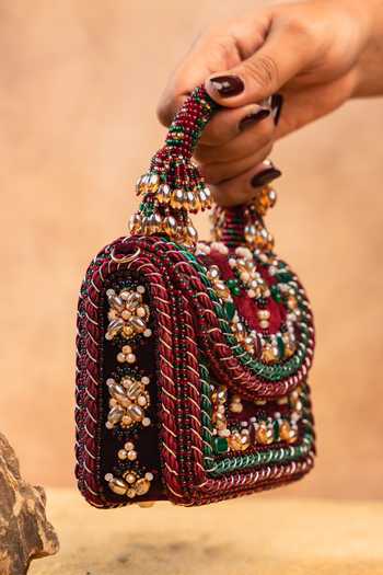 Nayaab By Sonia Maroon Empress Wine Charm Clutch Bag Online at Aza Fashions Nayaab By Sonia_Maroon Empress Wine Charm Clutch Bag _Online_at_Aza_Fashions