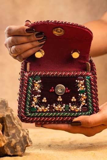 Buy Nayaab By Sonia Maroon Empress Wine Charm Clutch Bag Online at Aza Fashions Buy_Nayaab By Sonia_Maroon Empress Wine Charm Clutch Bag _Online_at_Aza_Fashions