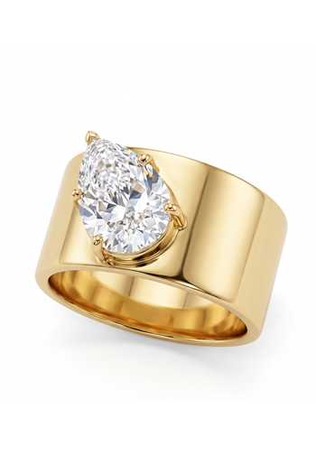 Prata Pear Solitaire Sculpted Ring 