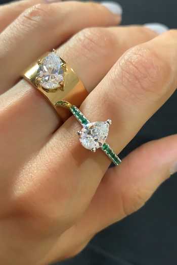 Prata Nina Pear Solitaire Ring 