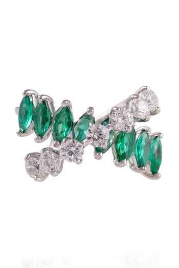Prata Green Midori Crossover Ring Online at Aza Fashions Prata_Green Midori Crossover Ring _Online_at_Aza_Fashions