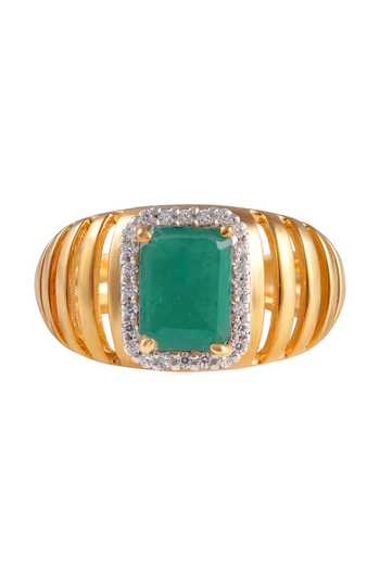 Buy Prata Green Verelle Emerald Ridge Ring Online at Aza Fashions Buy_Prata_Green Verelle Emerald Ridge Ring _Online_at_Aza_Fashions