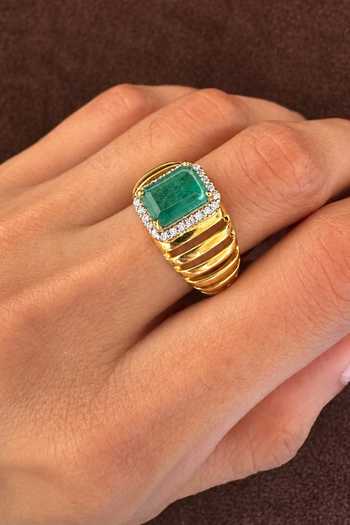 Shop Prata Green Verelle Emerald Ridge Ring Online at Aza Fashions Shop_Prata_Green Verelle Emerald Ridge Ring _Online_at_Aza_Fashions