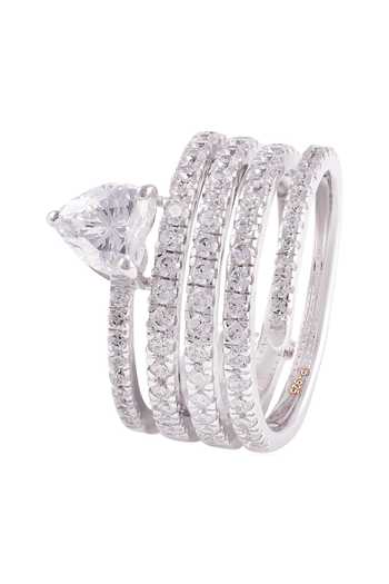 Prata_White Cordelia Heart Cut Swirl Ring _Online_at_Aza_Fashions