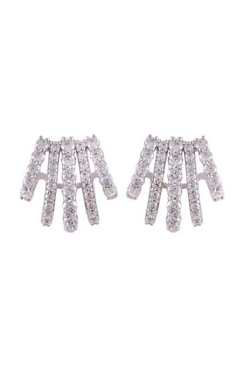 Prata Silver Plated Vesper Fan Shaped Stud Earrings Online at Aza Fashions Prata_Silver Plated Vesper Fan Shaped Stud Earrings _Online_at_Aza_Fashions