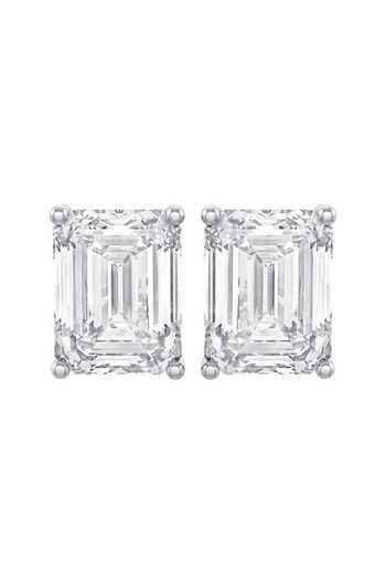 Prata_White Emerald Solitaire Stud Earrings _Online_at_Aza_Fashions