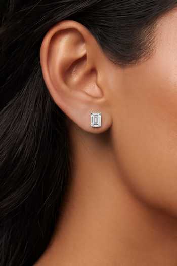 Prata Emerald Solitaire Stud Earrings 