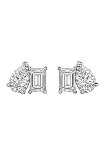 Prata Emerald-Cut & Pear Solitaire Stud Earrings 
