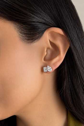 Prata Emerald-Cut & Pear Solitaire Stud Earrings 