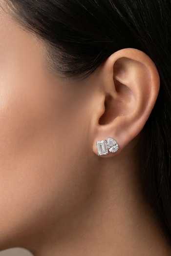 Prata White Emerald-cut And Pear Solitaire Stud Earrings Online at Aza Fashions Prata_White Emerald-cut And Pear Solitaire Stud Earrings _Online_at_Aza_Fashions