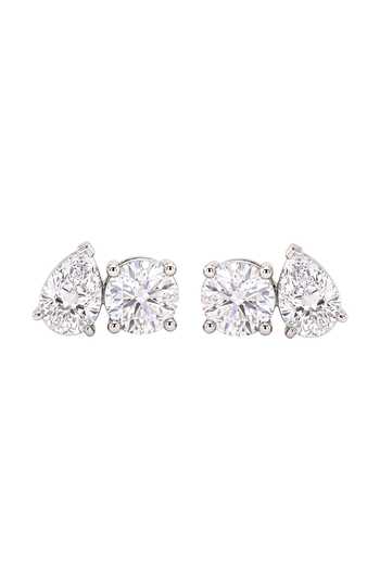 Prata Round & Pear Cut Solitaire Stud Earrings 