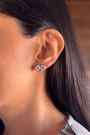 Prata Round & Pear Cut Solitaire Stud Earrings 