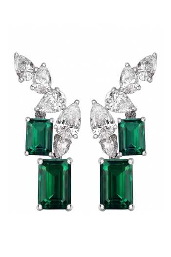 Prata Ardelle Emerald Cascade Drop Earrings 