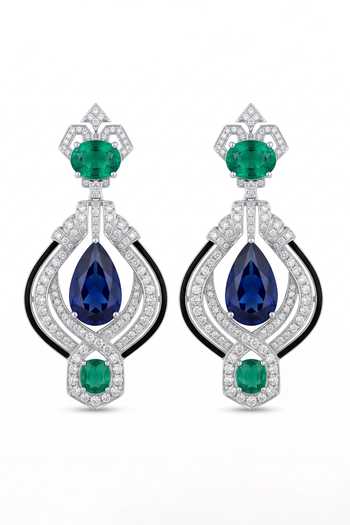 Prata Althea Deco Gemstone Drop Earrings 
