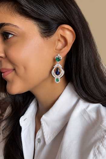 Prata Althea Deco Gemstone Drop Earrings 