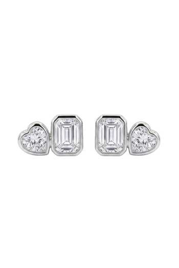 Prata Liora Heart & Emerald Twin Studs 