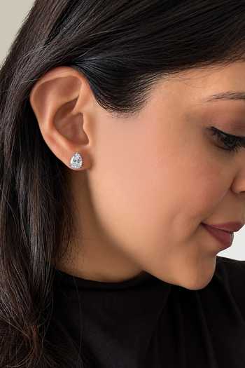 Prata Pear Cut Solitaire Martini Stud Earrings 