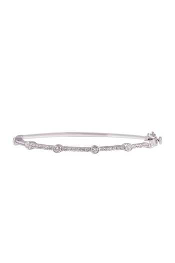 Prata White Serelle Round Bezel Pave Cuff Bracelet Online at Aza Fashions Prata_White Serelle Round Bezel Pave Cuff Bracelet _Online_at_Aza_Fashions