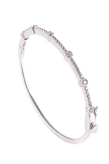 Prata Serelle Round Bezel Pave Cuff Bracelet 