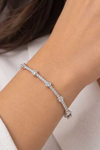 Prata Serelle Round Bezel Pave Cuff Bracelet 