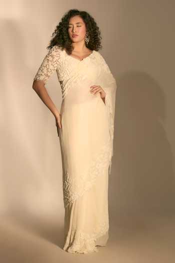 Premya By Manishii Hand Embroidered Saree With Blouse 